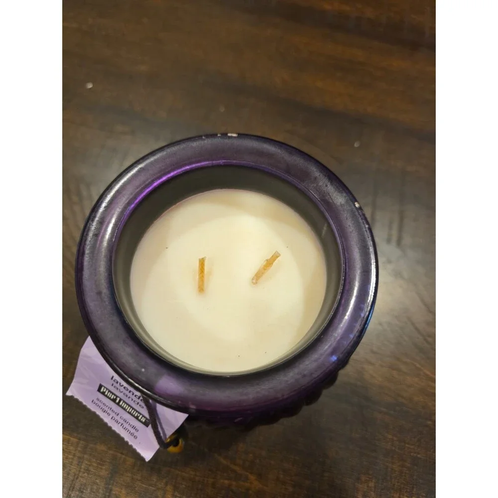 Pier 1 Imports Lavender Candle 2 Wick 17.9 oz Glass Jar